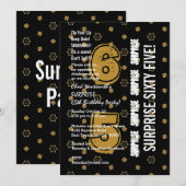 Invitation SURPRISE 65e anniversaire moderne Gold and Black W (Devant / Derrière)