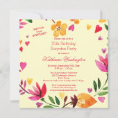 Invitation Surprise 70e anniversaire aquarelle Coeur floral (Dos)