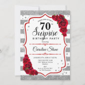 Invitation Surprise 70e anniversaire - Argent Blanc Rouge (Devant)