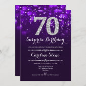 Invitation Surprise 70e anniversaire - Argent violet (Devant / Derrière)