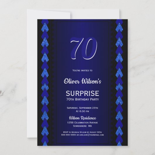 Invitation Surprise 70e anniversaire Black and Blue Party (Devant)