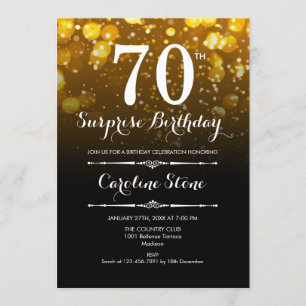 Invitation Surprise 70e anniversaire - Black Gold White
