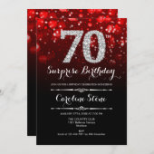 Invitation Surprise 70e anniversaire - Black Red Silver (Devant / Derrière)