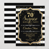Invitation Surprise 70e anniversaire - Black White Gold (Devant / Derrière)