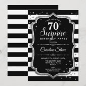 Invitation Surprise 70e anniversaire - Black White Silver (Devant / Derrière)