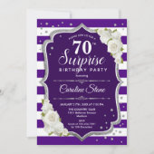 Invitation Surprise 70e anniversaire - Blanc d'argent violet (Devant)
