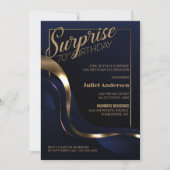 Invitation Surprise 70e anniversaire Blue Gold Party Invitati (Devant)