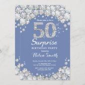 Invitation Surprise 70e anniversaire Blue Silver Diamond (Devant / Derrière)