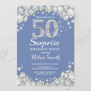 Invitation Surprise 70e anniversaire Blue Silver Diamond
