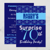 Invitation SURPRISE 70e anniversaire Blue Stars W1430 (Devant / Derrière)