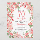 Invitation Surprise 70e anniversaire Boho rose botanique flor (Devant / Derrière)
