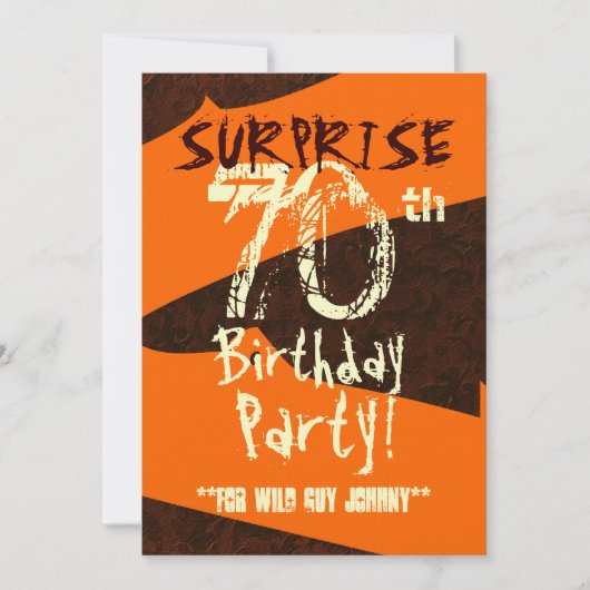 Invitation SURPRISE 70e anniversaire Brown Ivory Orange C734 (Devant)