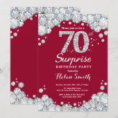Invitation Surprise 70e anniversaire Burgundy Red Silver Diam (Devant / Derrière)