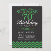 Invitation Surprise 70e anniversaire Chevron noir et vert (Devant)