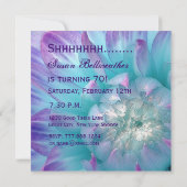 Invitation SURPRISE 70e anniversaire Dahlia bleue et violette (Dos)