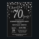 Invitation Surprise 70e anniversaire Diamant noir et argent<br><div class="desc">Invitation surprise 70e anniversaire avec Arrière - plan Diamant de Parties scintillant noir et argent. Confetti d'argent. Anniversaire adulte. Hommes ou femmes,  anniversaire. Pour plus de personnalisation,  cliquez sur le bouton "Customiser" et utilisez notre outil de conception pour modifier ce modèle.</div>