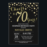 Invitation Surprise 70e anniversaire Diamant noir et or<br><div class="desc">Invitation surprise 70e anniversaire avec Arrière - plan Diamant de Parties scintillant noir et or. Gold Confetti. Anniversaire adulte. Hommes ou femmes,  anniversaire.
Pour plus de personnalisation,  cliquez sur le bouton "Customiser" et utilisez notre outil de conception pour modifier ce modèle.</div>