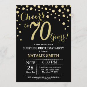 Invitation Surprise 70e anniversaire Diamant noir et or
