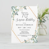 Invitation Surprise 70e anniversaire Eucalyptus Vert & Or (Debout devant)
