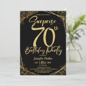 Invitation Surprise 70e anniversaire fête Chic Black & Gold (Debout devant)