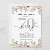 Invitation Surprise 70e anniversaire fête élégante Pastel Flo (Devant)
