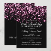 Invitation Surprise 70e anniversaire fête rose Midnight Glam (Devant / Derrière)