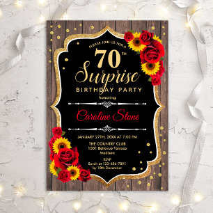 Invitation Surprise 70e anniversaire - Fleurs de soleil en bo