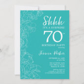 Invitation Surprise 70e anniversaire - Floral Turquoise (Devant)