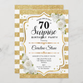 Invitation Surprise 70e anniversaire - Gold White (Devant / Derrière)