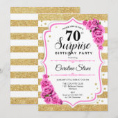 Invitation Surprise 70e anniversaire - Gold White Rose (Devant / Derrière)