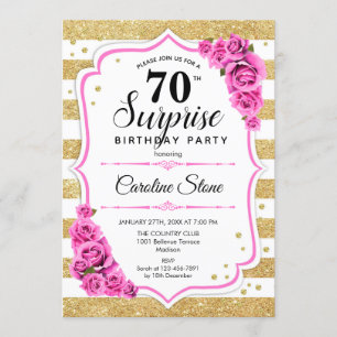 Invitation Surprise 70e anniversaire - Gold White Rose