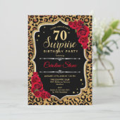 Invitation Surprise 70e anniversaire - Leopard Black Gold Red (Debout devant)
