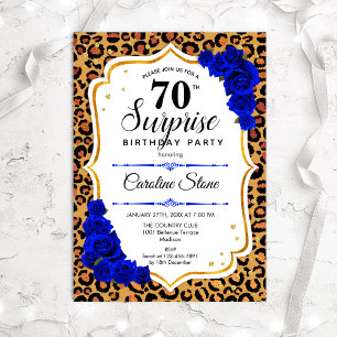 Invitation Surprise 70e anniversaire - Leopard Gold Royal Blu