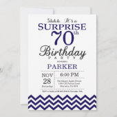 Invitation Surprise 70e anniversaire Marine Blue Chevron (Devant)