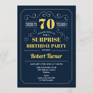 Invitation Surprise 70e anniversaire - Marine Gold
