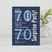 Invitation SURPRISE 70e anniversaire Moderne Royal Blue R604 (Debout devant)