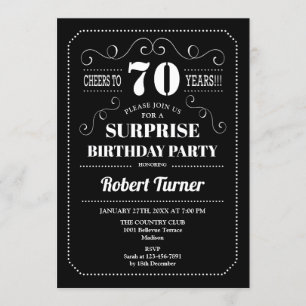Invitation Surprise 70e anniversaire - Noir Blanc
