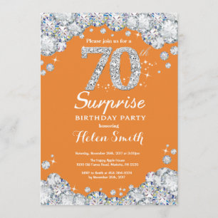 Invitation Surprise 70e anniversaire Orange et Silver Diamond