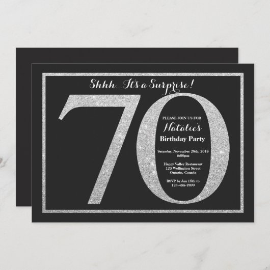 Invitation surprise 70e anniversaire Parties scint (Devant / Derrière)