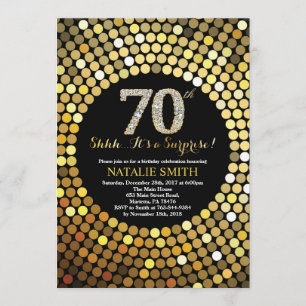 Invitation Surprise 70e anniversaire Parties scintillant noir