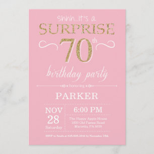 Invitation Surprise 70e anniversaire Parties scintillant rose