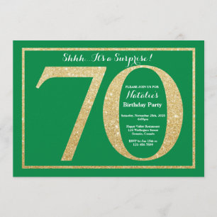 Invitation Surprise 70e anniversaire Parties scintillant vert