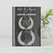 Invitation Surprise 70e anniversaire photo, or, perles et soi (Debout devant)