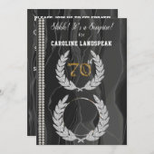 Invitation Surprise 70e anniversaire photo, or, perles et soi (Devant / Derrière)