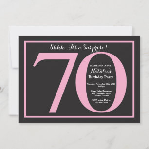Invitation Surprise 70e anniversaire Pink and Black Chalkboar