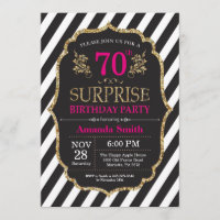 Invitation surprise 70e anniversaire Pink Black Go