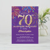 Invitation Surprise 70e anniversaire Purple and Gold Firework (Debout devant)