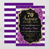 Invitation Surprise 70e anniversaire - Purple Gold (Devant / Derrière)