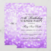 Invitation Surprise 70e anniversaire Purple Gold Parties scin (Devant / Derrière)