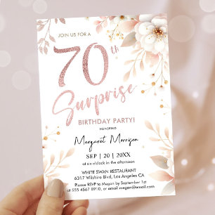 Invitation Surprise 70e anniversaire Rose de fête Gold Girl F